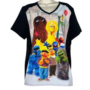 Sesame Street Scrubs V Neck Top